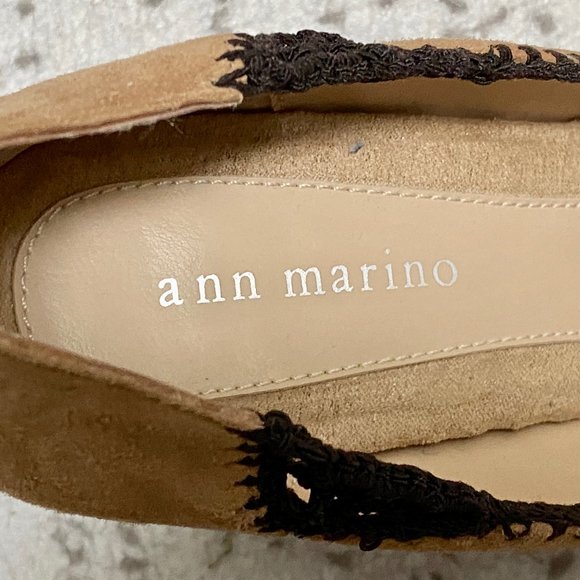 Ann Marino Boho Minimalist Hot Suede Leather Crochet Pumps Heels Shoes  … - Picture 7 of 9